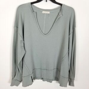 FREE PEOPLE We The Free Women Buttercup Oversize Thermal Top Sz M  Dried Mint